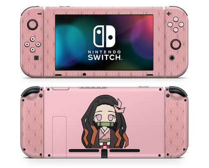 Nintendo Nintendo Switch Demon Slayer Chibi Nezuko Vinyl +Tempered Glass Skins - Anime Demon Slayer Skin