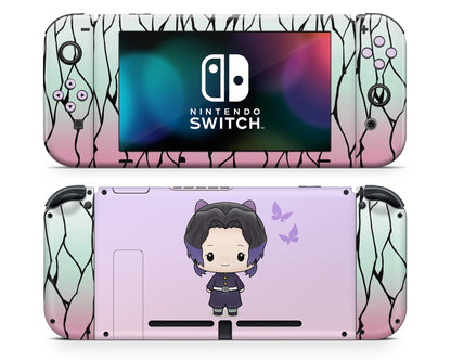 Nintendo Nintendo Switch Demon Slayer Chibi Shinobu Vinyl +Tempered Glass Skins - Anime Demon Slayer Skin