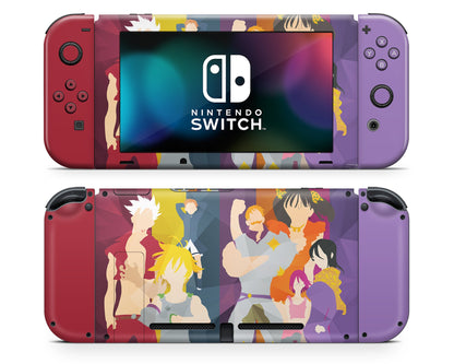 Anime Town Creations Nintendo Switch The Seven Deadly Sins Minimalist Vinyl +Tempered Glass Skins - Anime The Seven Deadly Sins Skin