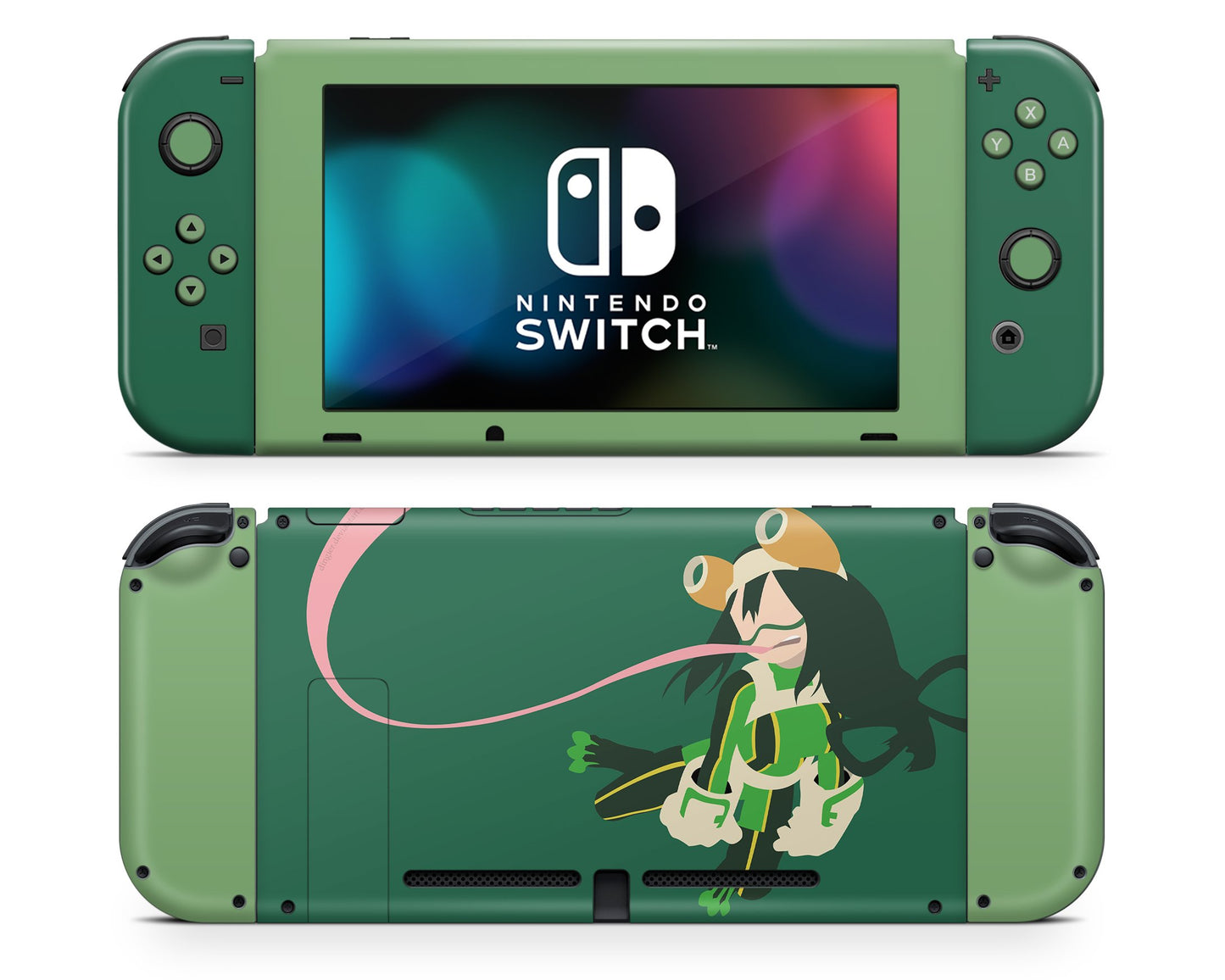 Anime Town Creations Nintendo Switch My Hero Academia Tsuyu Asui Minimalist Vinyl +Tempered Glass Skins - Anime My Hero Academia Skin