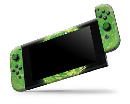 Anime Town Creations Nintendo Switch Rick and Morty Portal Time Vinyl +Tempered Glass Skins - Anime Rick and Morty Skin