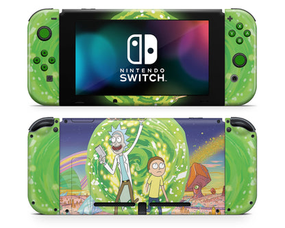 Anime Town Creations Nintendo Switch Rick and Morty Portal Time Vinyl +Tempered Glass Skins - Anime Rick and Morty Skin