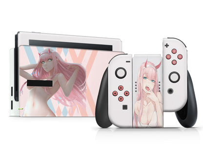 Anime Town Creations Nintendo Switch 18+ Zero Two Vinyl +Tempered Glass Skins - Anime  Skin