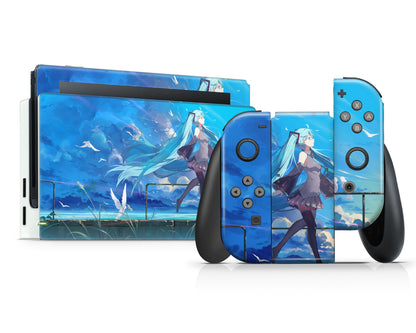 Anime Town Creations Nintendo Switch Hatsune Miku Vinyl +Tempered Glass Skins - Anime Hatsune Miku Switch Skin