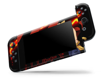 Anime Town Creations Nintendo Switch One Piece Luffy Logo Vinyl +Tempered Glass Skins - Anime One Piece Switch Skin