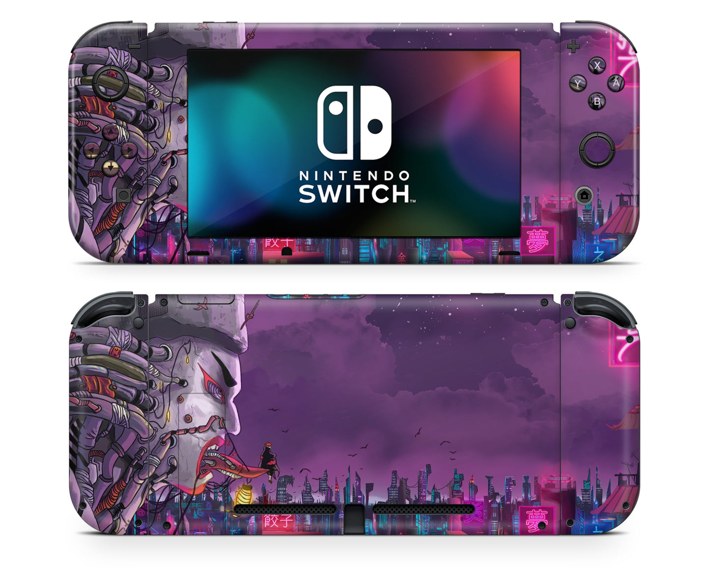 Anime Town Creations Nintendo Switch Akatsuki Village Vinyl +Tempered Glass Skins - Anime Naruto Switch Skin