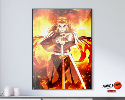 Anime Town Creations Poster Demon Slayer Rengoku Flame Breathing 11" x 17" Home Goods - Anime Demon Slayer Poster