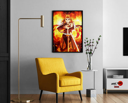 Anime Town Creations Poster Demon Slayer Rengoku Flame Breathing 11" x 17" Home Goods - Anime Demon Slayer Poster