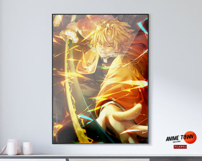 Anime Town Creations Poster Demon Slayer Zenitsu Agatsuma 11" x 17" Home Goods - Anime Demon Slayer Poster