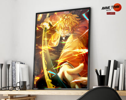 Anime Town Creations Poster Demon Slayer Zenitsu Agatsuma 5" x 7" Home Goods - Anime Demon Slayer Poster