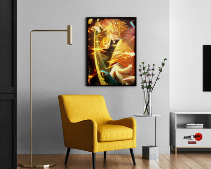 Anime Town Creations Poster Demon Slayer Zenitsu Agatsuma 11" x 17" Home Goods - Anime Demon Slayer Poster