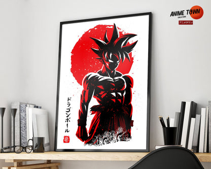 Anime Town Creations Poster Dragon Ball Goku Minimalist Red 5" x 7" Home Goods - Anime Dragon Ball Poster