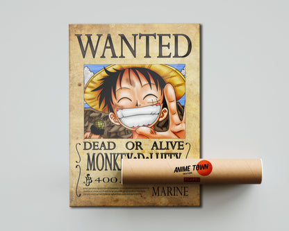 Anime Town Creations Poster One Piece Luffy Wanted Poster 5" x 7" Home Goods - Anime One Piece Poster