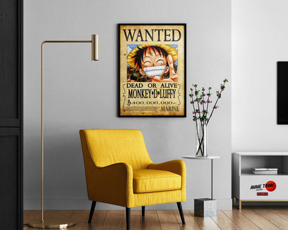 Anime Town Creations Poster One Piece Luffy Wanted Poster 11" x 17" Home Goods - Anime One Piece Poster