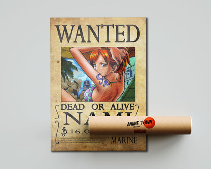 Anime Town Creations Poster One Piece Nami Wanted Poster 5" x 7" Home Goods - Anime One Piece Poster