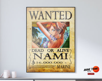 Anime Town Creations Poster One Piece Nami Wanted Poster 11" x 17" Home Goods - Anime One Piece Poster