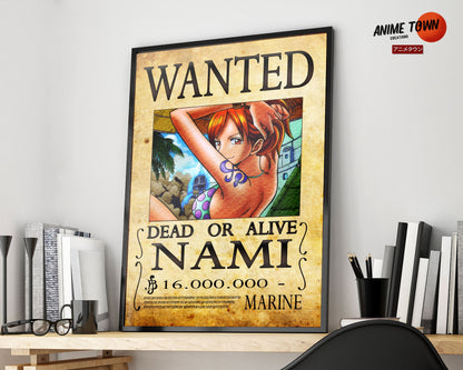 Anime Town Creations Poster One Piece Nami Wanted Poster 5" x 7" Home Goods - Anime One Piece Poster