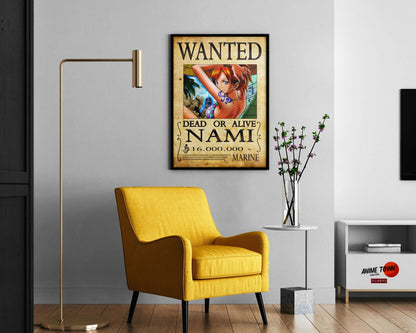 Anime Town Creations Poster One Piece Nami Wanted Poster 11" x 17" Home Goods - Anime One Piece Poster