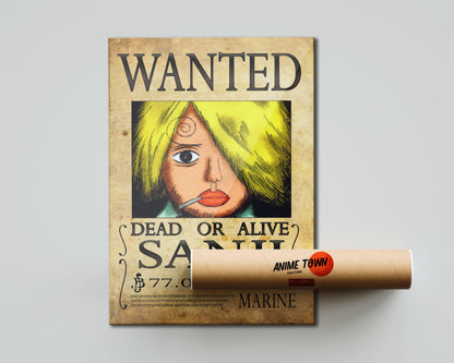Anime Town Creations Poster One Piece Sanji Wanted Poster 5" x 7" Home Goods - Anime One Piece Poster