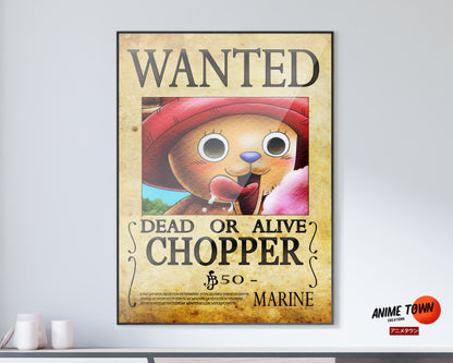 Anime Town Creations Poster One Piece Chopper Wanted Poster 11" x 17" Home Goods - Anime One Piece Poster