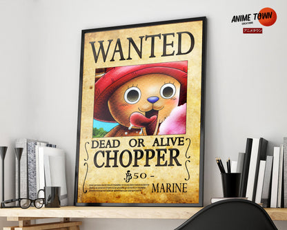 Anime Town Creations Poster One Piece Chopper Wanted Poster 5" x 7" Home Goods - Anime One Piece Poster