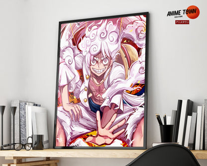 Anime Town Creations Poster One Piece Luffy Gear 5 5" x 7" Home Goods - Anime One Piece Poster