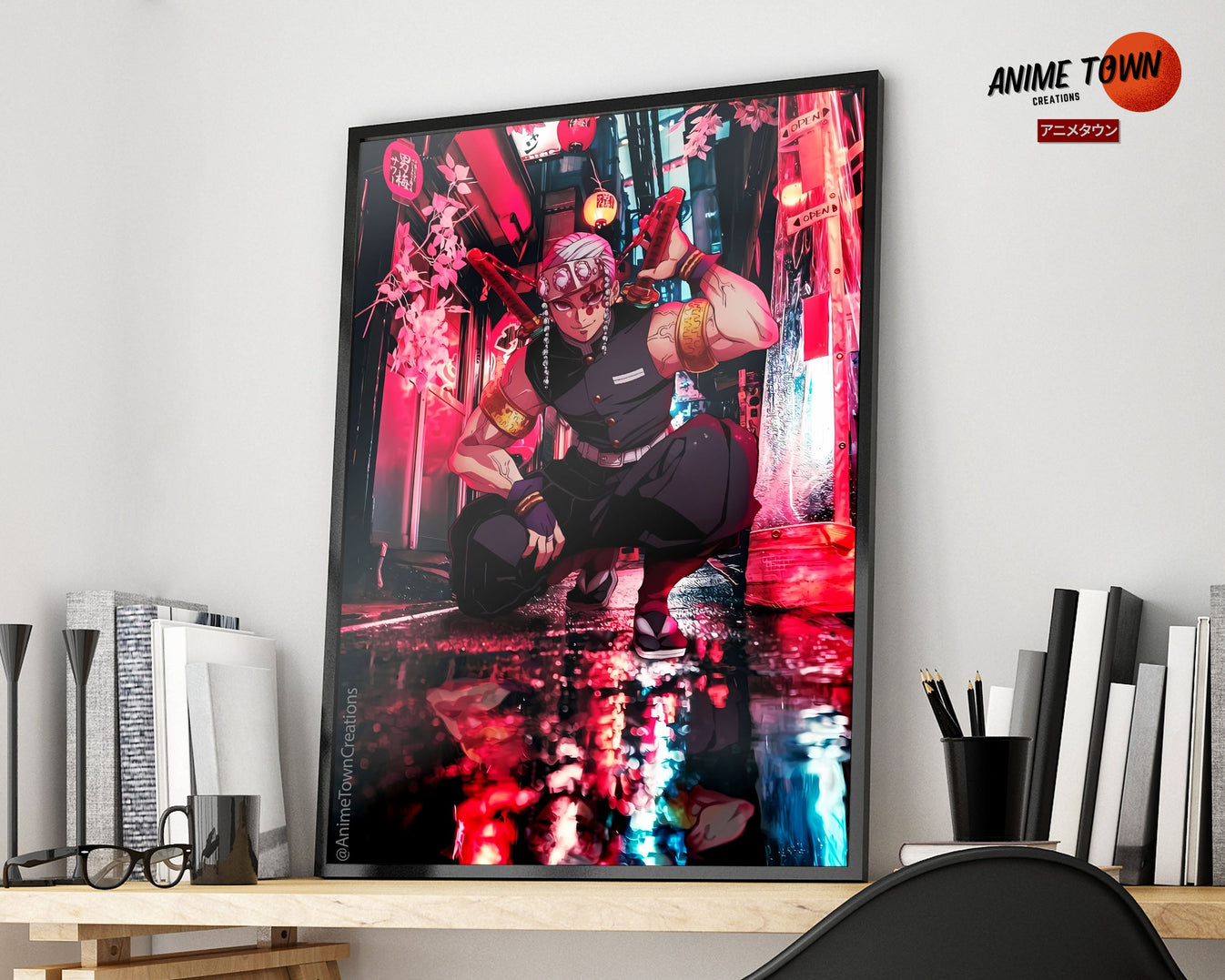 Demon Slayer Tengen Uzui Neon Poster – Anime Town Creations