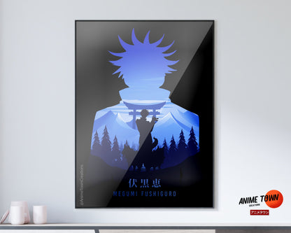 Anime Town Creations Poster Jujutsu Kaisen Megumi Fushiguro Minimalist 11" x 17" Home Goods - Anime Jujutsu Kaisen Poster