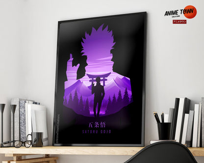 Anime Town Creations Poster Jujutsu Kaisen Satoru Gojo Minimalist 5" x 7" Home Goods - Anime Jujutsu Kaisen Poster