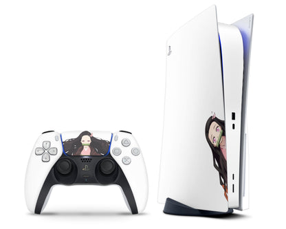 PlayStation PS5 Demon Slayer Nezuko Cute White PS5 Skins - Anime Demon Slayer Skin