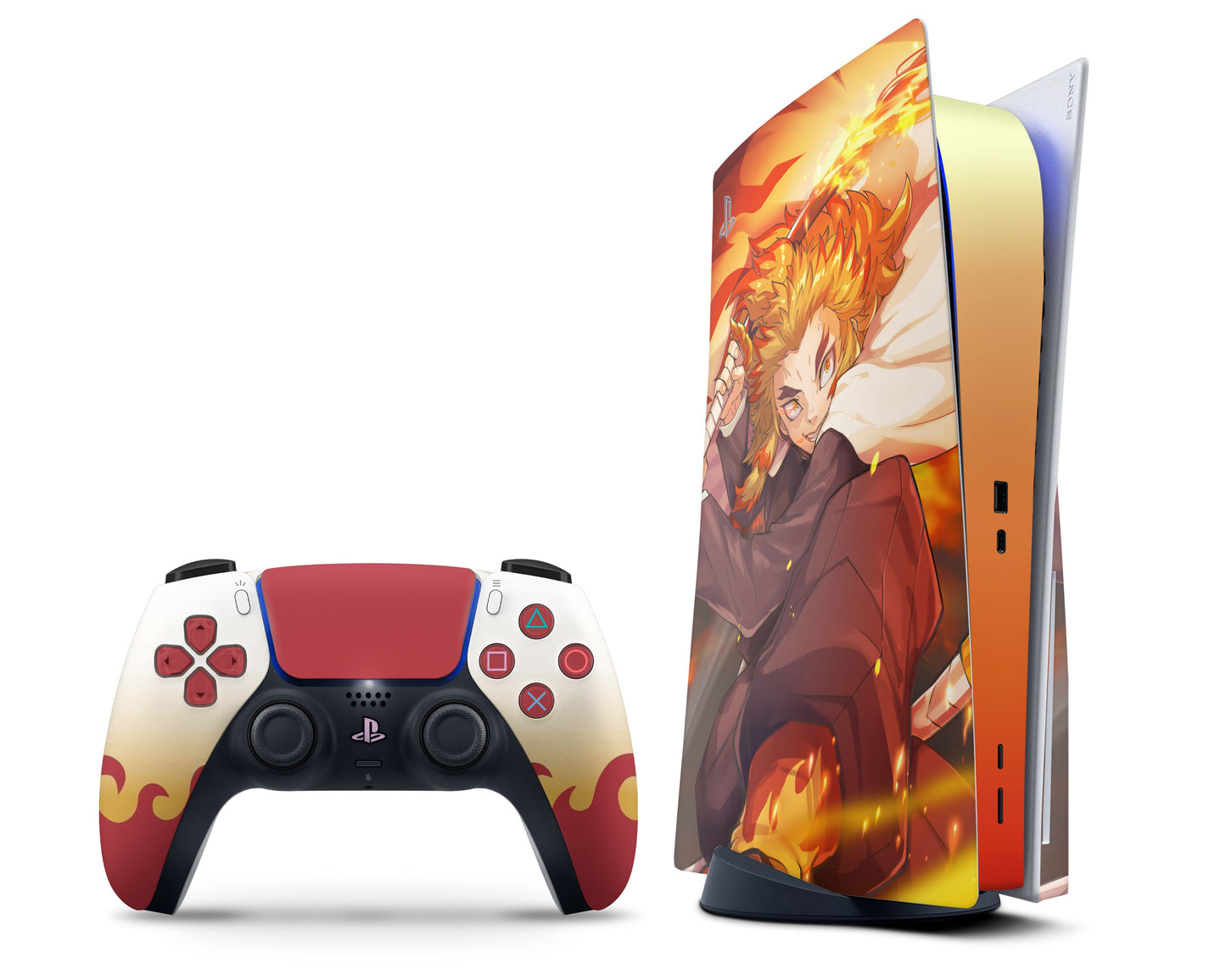 Anime Town Creations PS5 Demon Slayer Rengoku Flame Hashira PS5 Skins - Anime Demon Slayer Skin