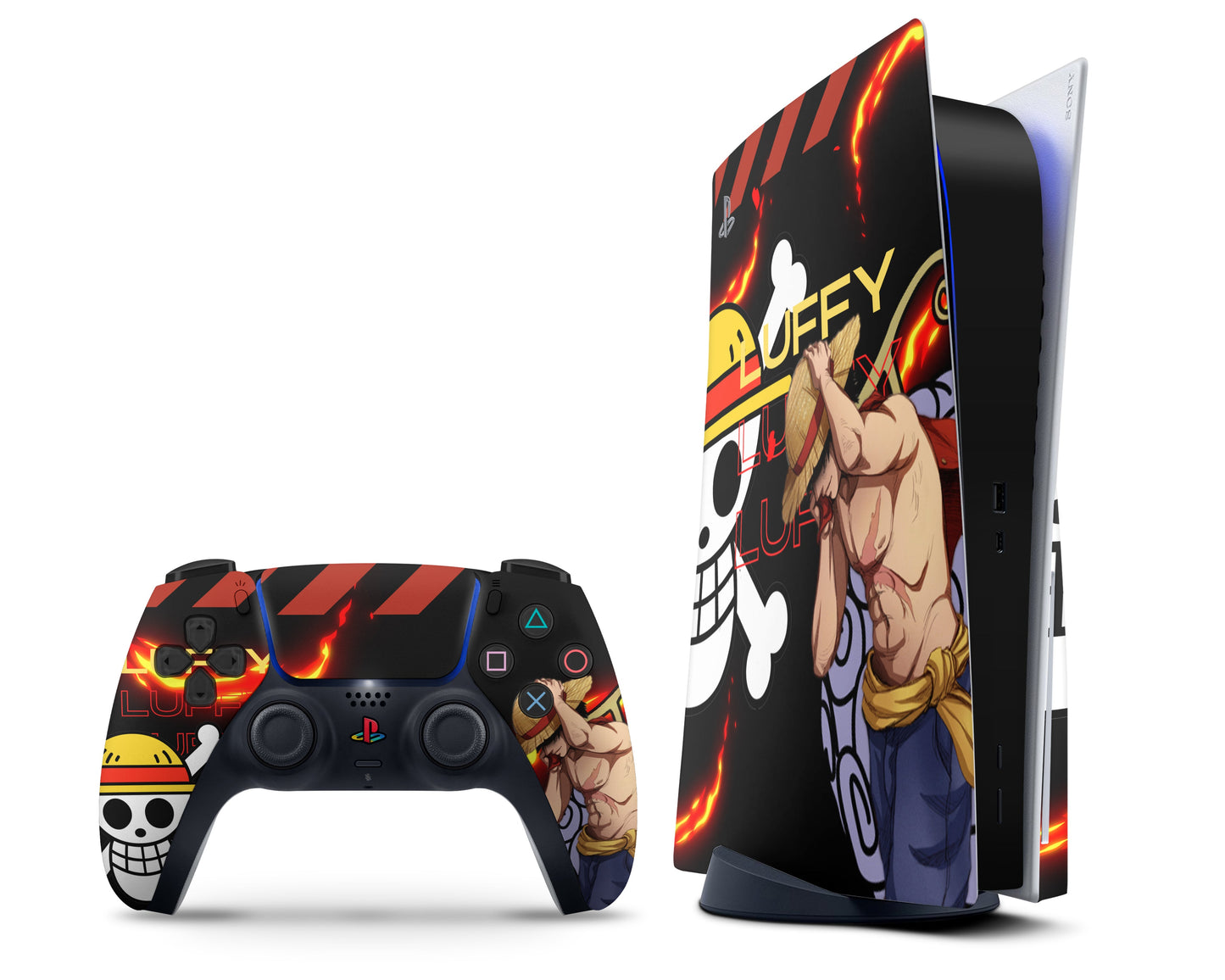 Anime Town Creations PS5 One Piece Luffy Flames PS5 Skins - Anime One Piece PS5 Skin