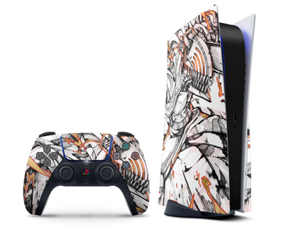 Anime Town Creations PS5 Chainsaw Man Denji Black and White PS5 Skins - Anime Chainsaw Man PS5 Skin