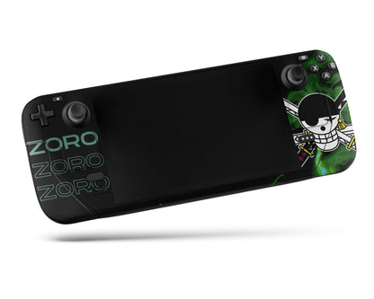 Anime Town Creations Steam Deck One Piece Zoro Vinyl +Tempered Glass Skins - Anime One Piece Steam Deck Skin