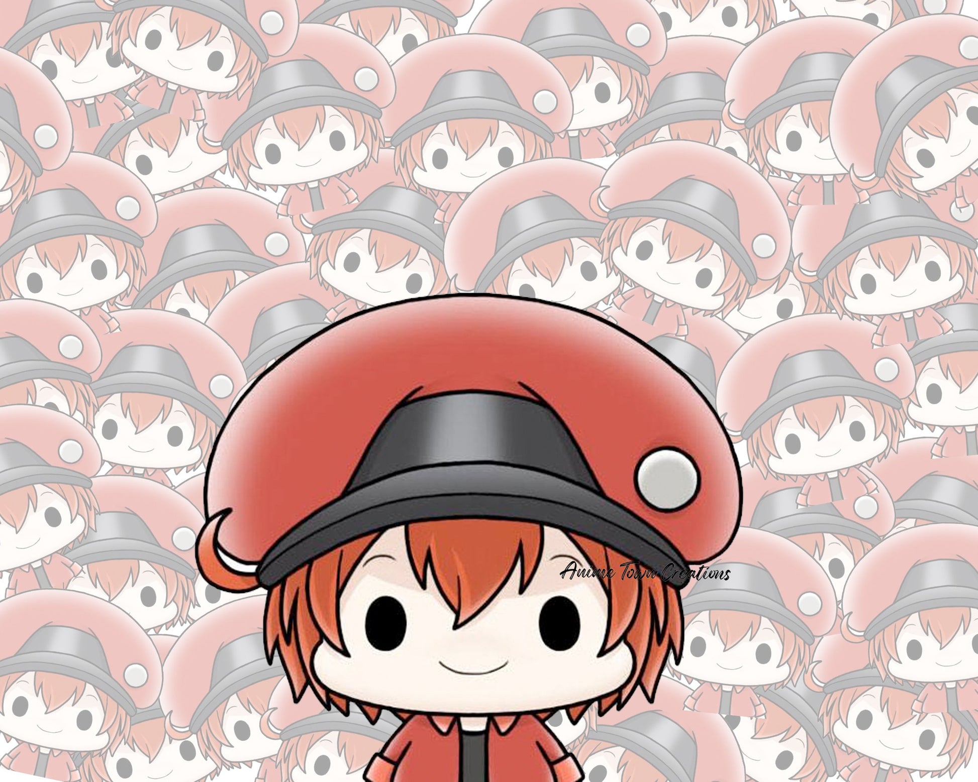 Anime Town Creations Sticker Chibi Cells at Work Red Cell Peeker 5" Accessories - Anime Cells at work Sticker