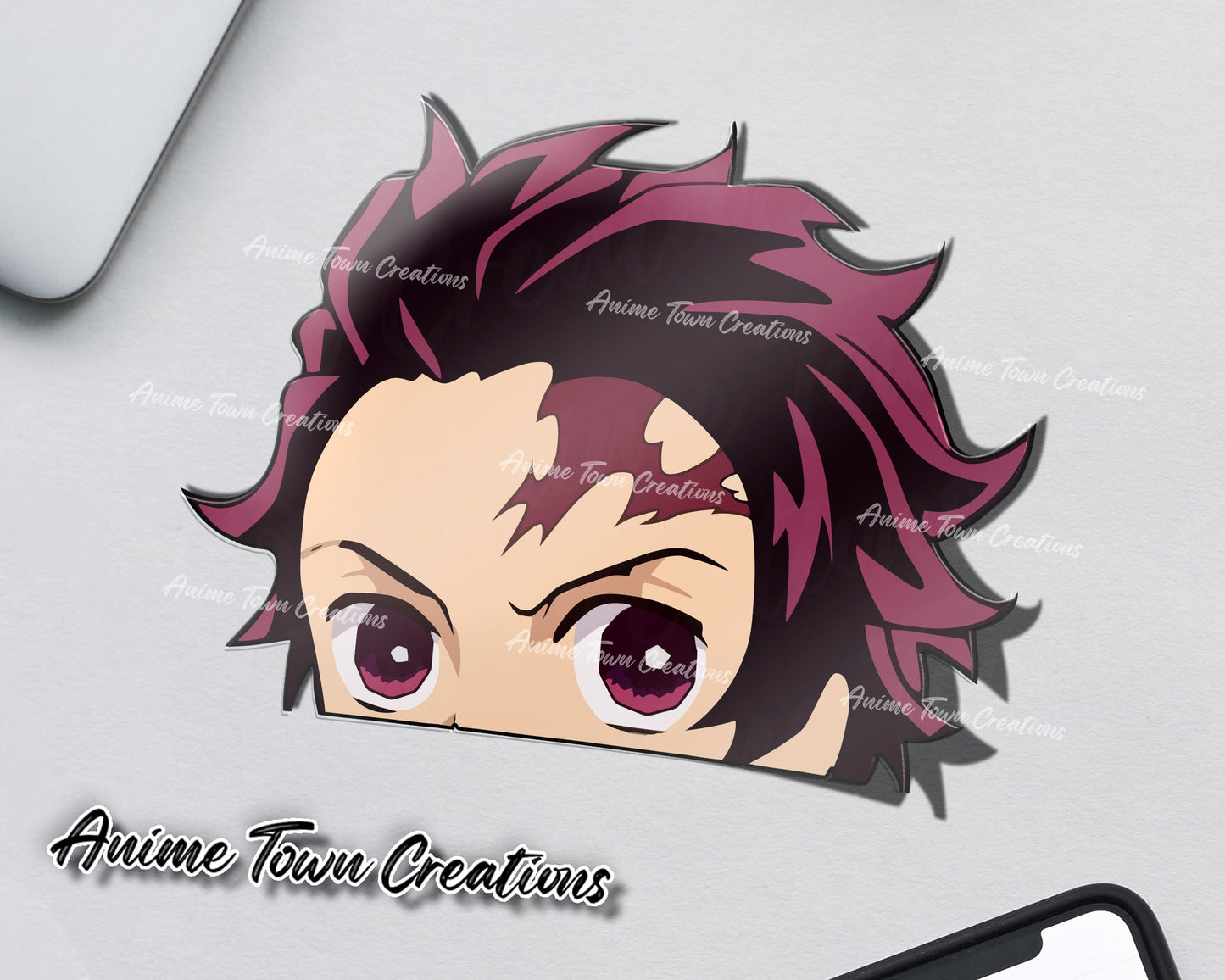 Anime Town Creations Sticker Demon Slayer Tanjiro Peeker 5" Accessories - Anime Demon Slayer Sticker