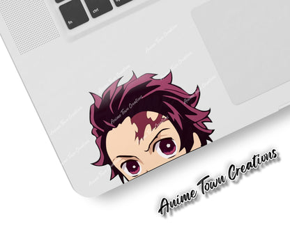 Anime Town Creations Sticker Demon Slayer Tanjiro Peeker 5" Accessories - Anime Demon Slayer Sticker