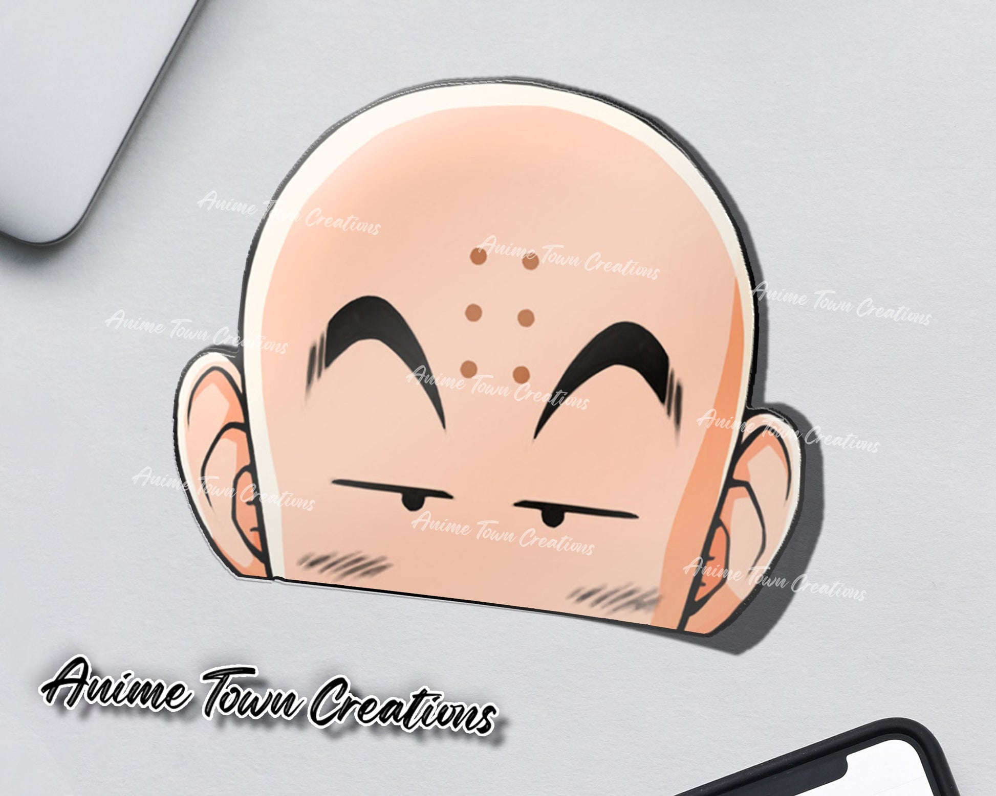 Anime Town Creations Sticker Dragon Ball Krillin Peeker 5" Accessories - Anime Dragon Ball Sticker