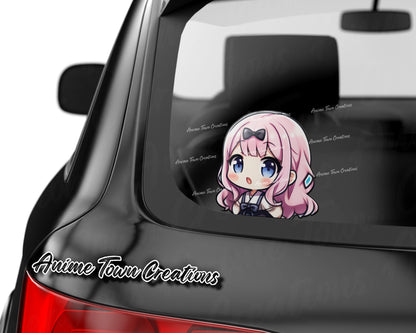 Anime Town Creations Sticker Love Is War Chika Fujiwara Chibi Peeker 8" Accessories - Anime Love Is War Sticker