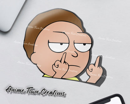 Anime Town Creations Sticker Rick And Morty Middle Finger Morty 5" Accessories - Anime Rick and Morty Sticker