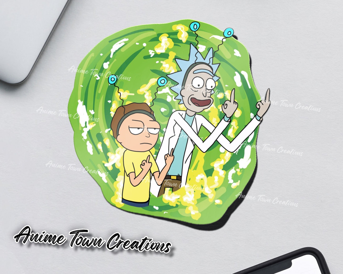 Anime Town Creations Sticker Rick And Morty Portal Fingers 5" Accessories - Anime Rick and Morty Sticker