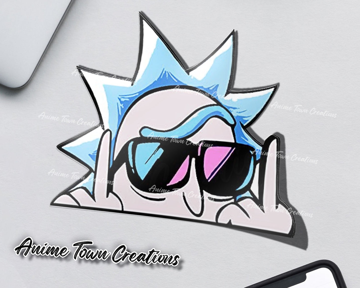 Anime Town Creations Sticker Rick And Morty Stoned Rick 5" Accessories - Anime Rick and Morty Sticker