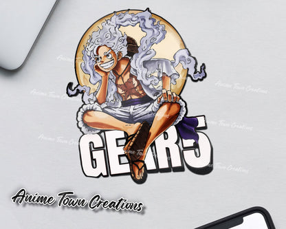 Anime Town Creations Sticker One Piece Luffy Gear 5 5" Accessories - Anime One Piece Sticker