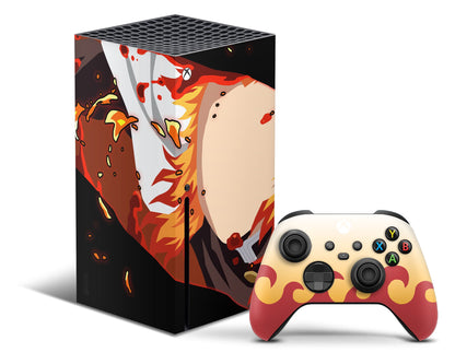 Anime Town Creations Xbox Series X Demon Slayer Rengoku Minimalist Xbox Series X Skins - Anime Demon Slayer Xbox Series X & S Skin